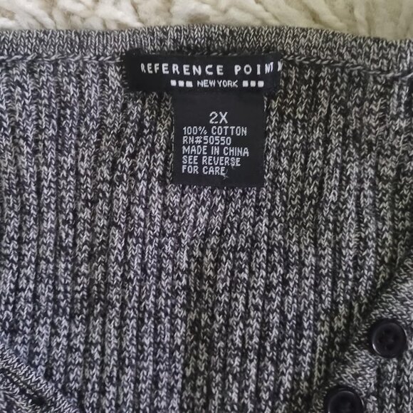 Reference Point New York Women’s 2X Sweater Gray Black Marled Knit V-Neck - Picture 2 of 5